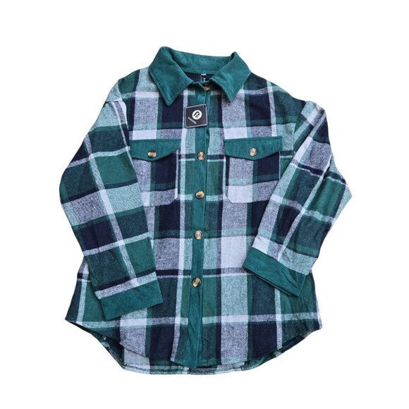 NWT Plaid Flannel Button Down Long Sleeve Jacket - Medium - Picture 1 of 3
